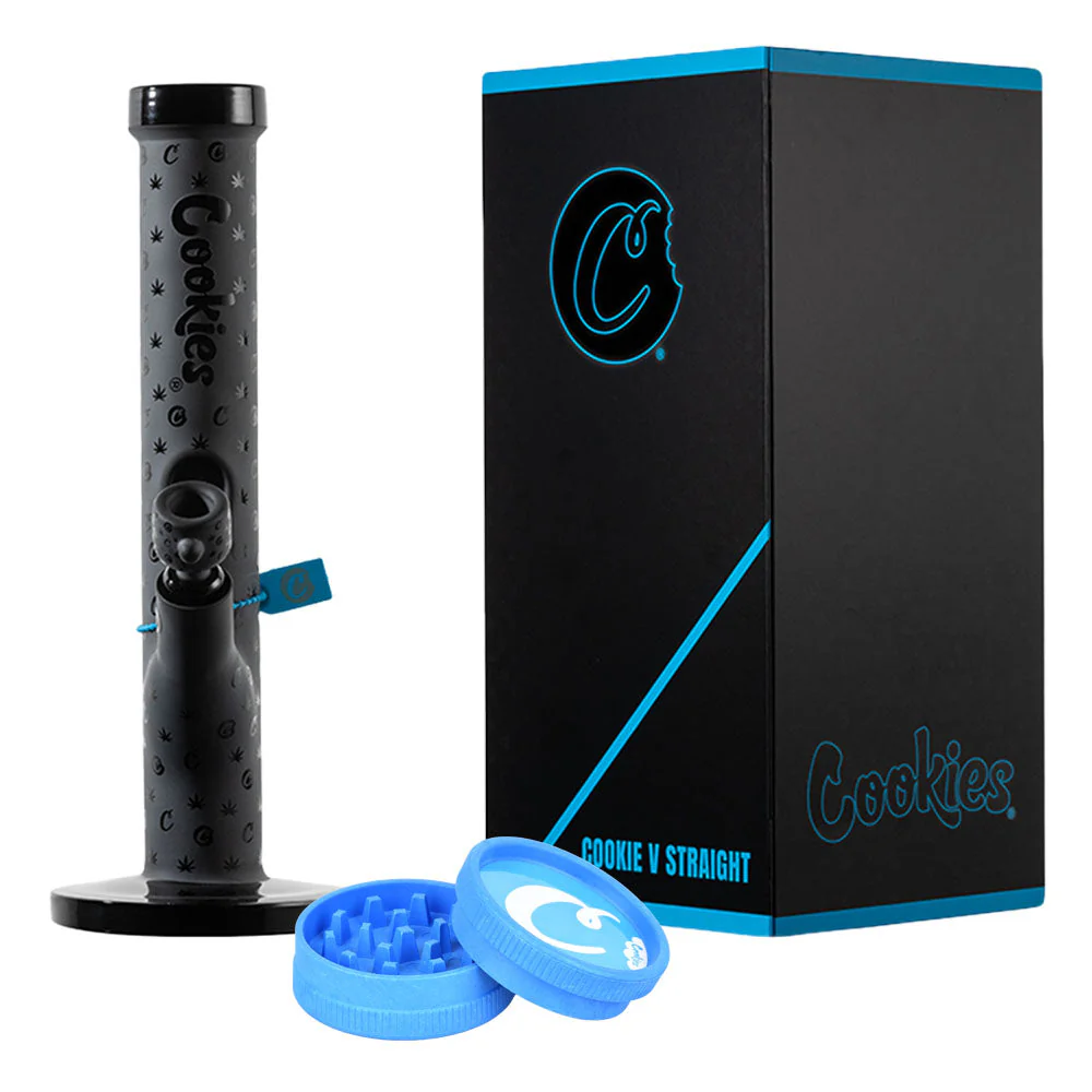Cookies V Straight Glass Bong & Grinder Set - Image 6