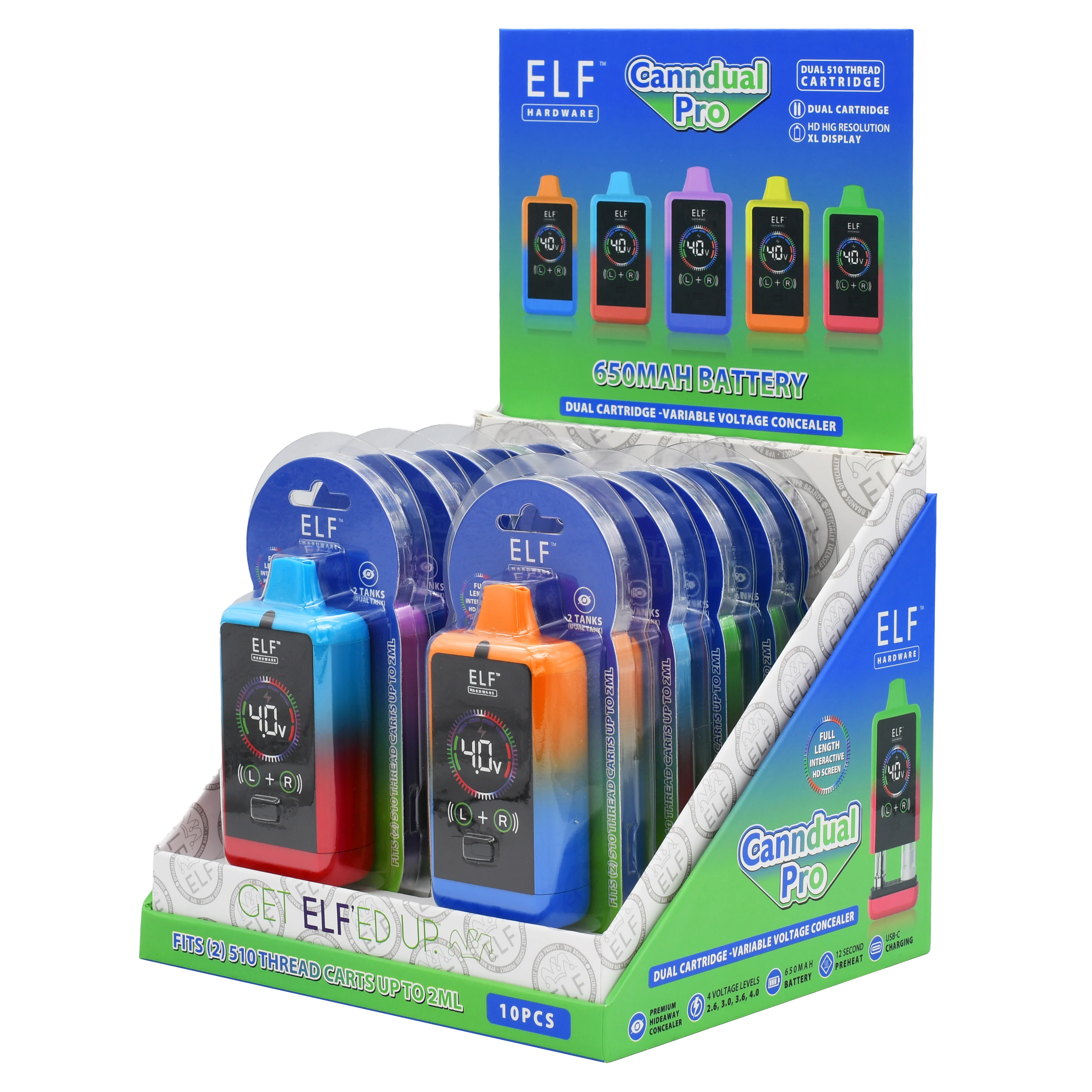 ELF Canndual Pro Discreet Dual 510 Thread Vape Cart Battery - Image 17