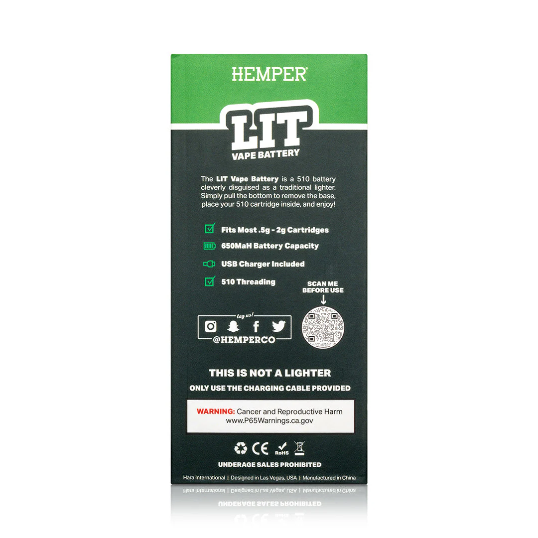 Hemper LIT 510 Thread Vape Cart Battery - Image 3