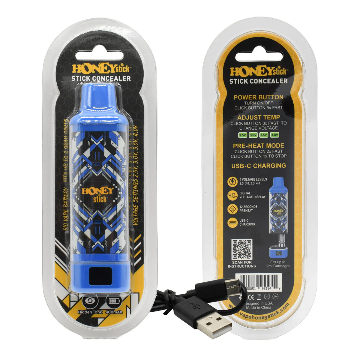 HoneyStick Stick Concealer 510 Thread Vape Cart Battery - Image 8