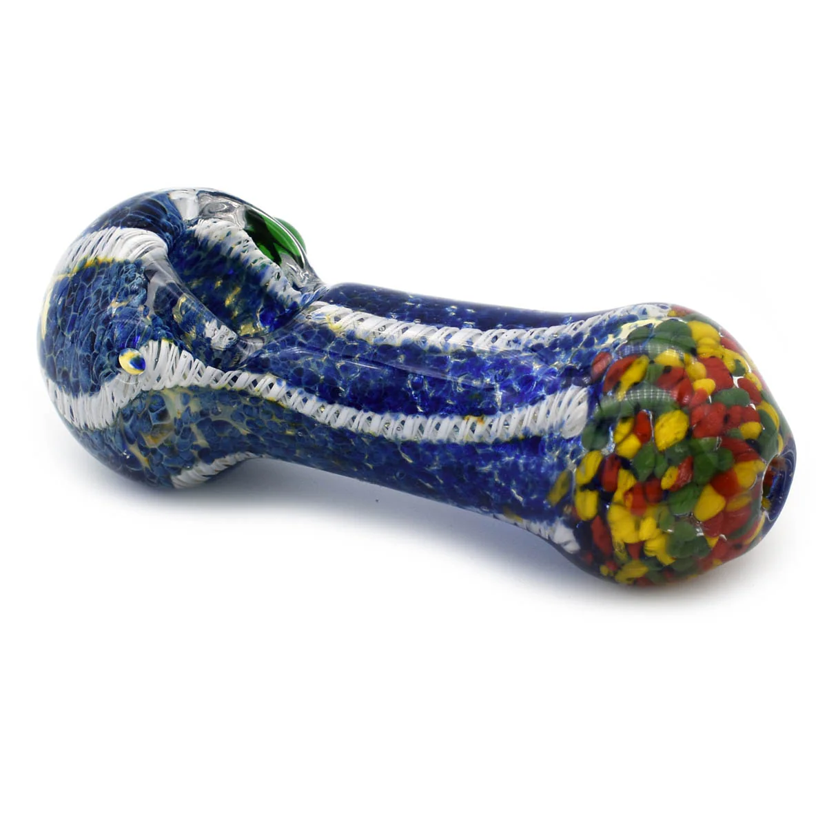 Glass Spoon Pipe - Rasta Wave