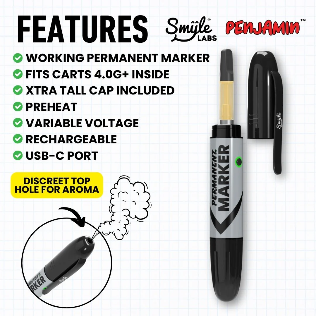 Smyle Labs Permanent Marker 510 Thread Cart Vape Pen Battery - Image 4