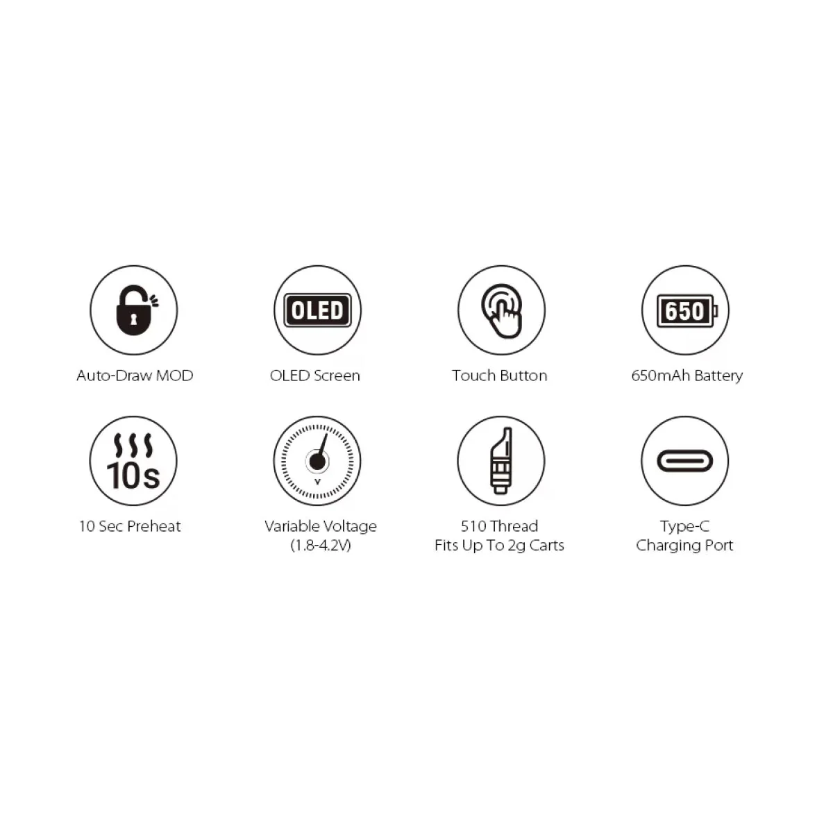 Yocan Ziva Pro Smart 510 Thread Vape Cart Battery - Image 4